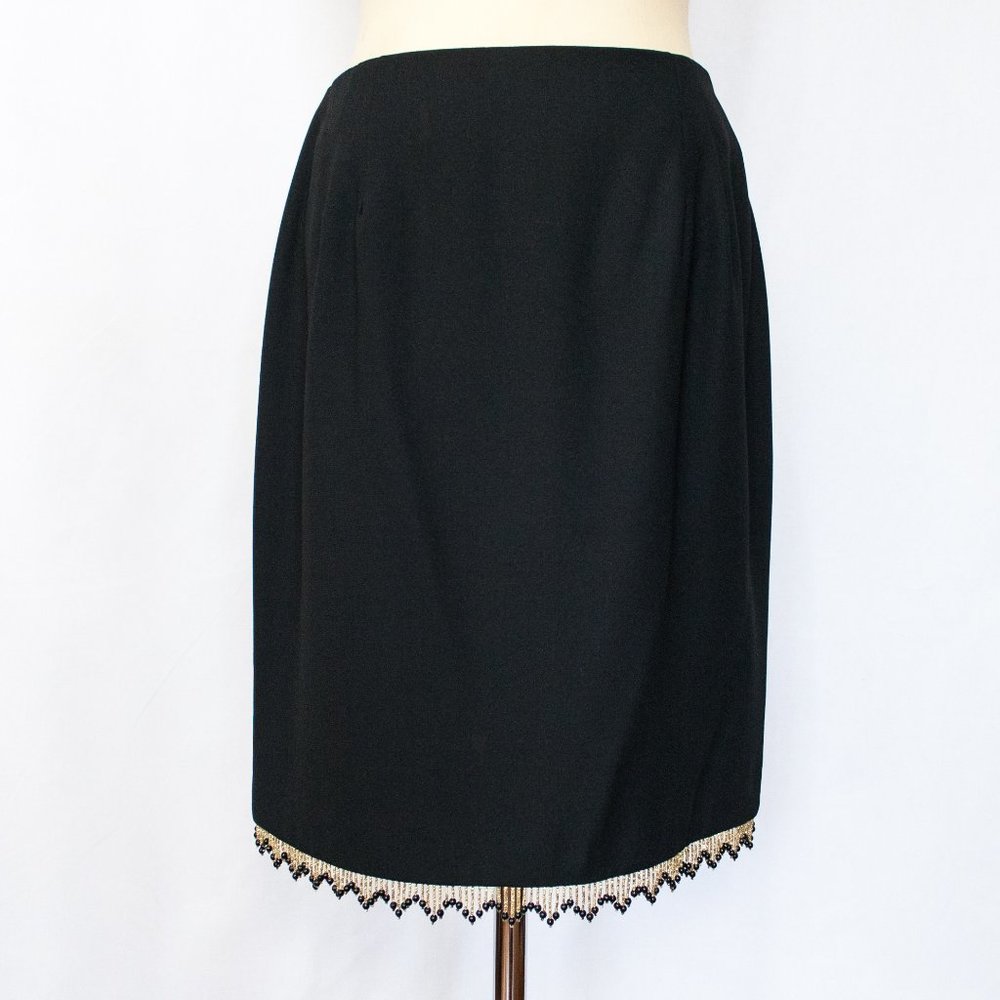 VTG Black Dress Skirt With Gold Bead Trim